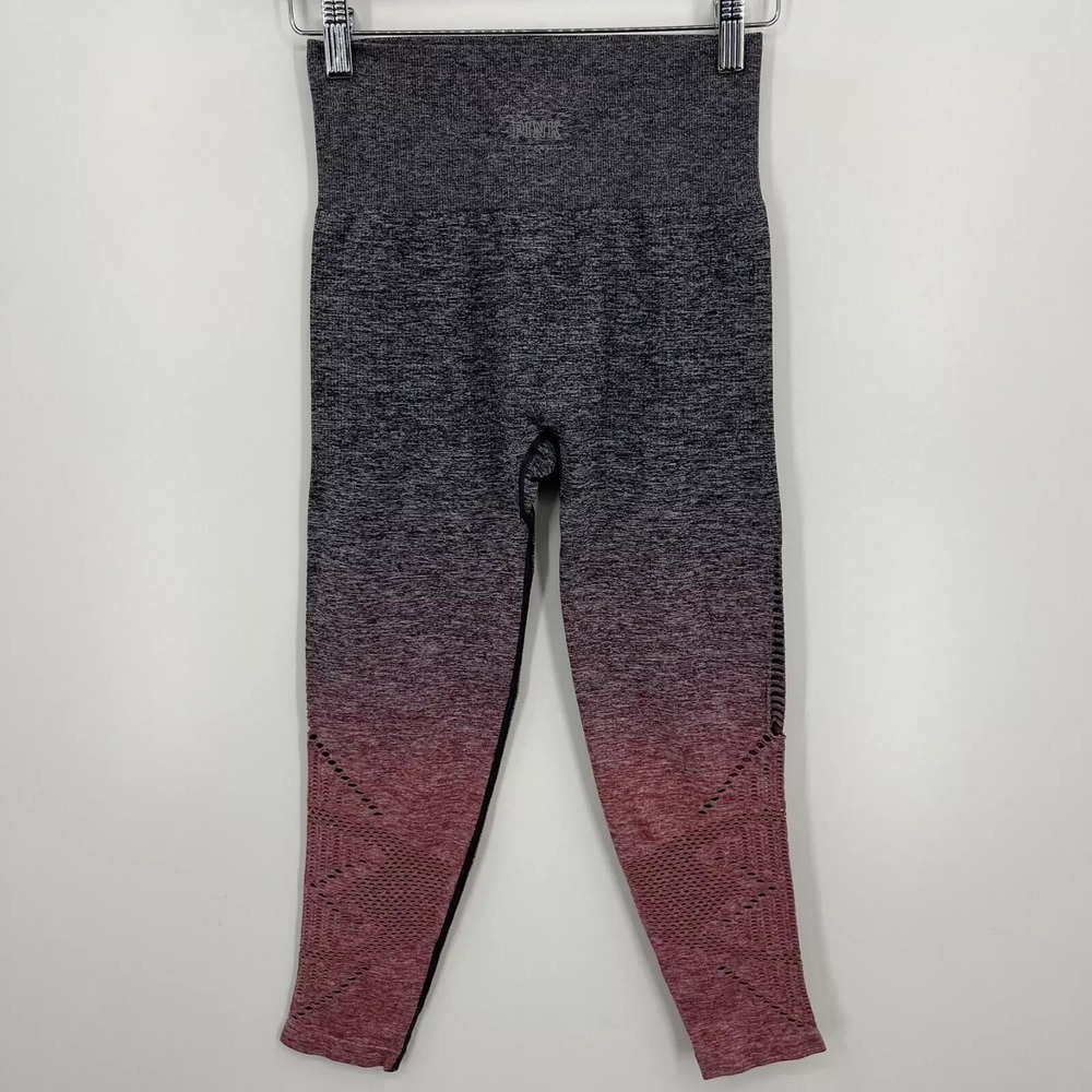 Pink Victoria's Secret Ombre Seamless Leggings Grey Maroon Size Small